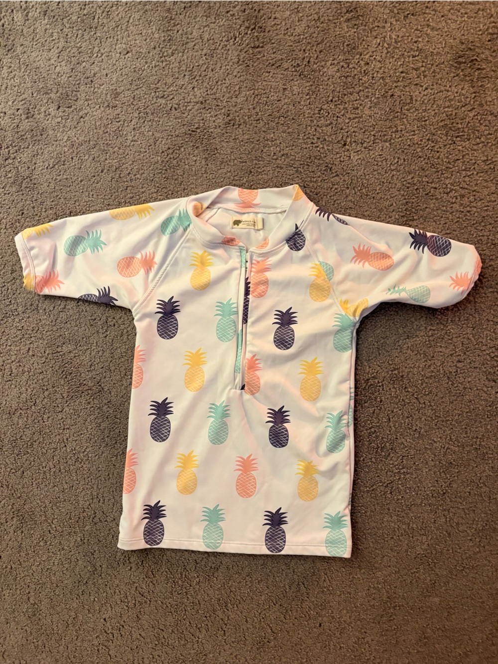 Kids Pineapple Print Rashguard in Pastel Multi Color